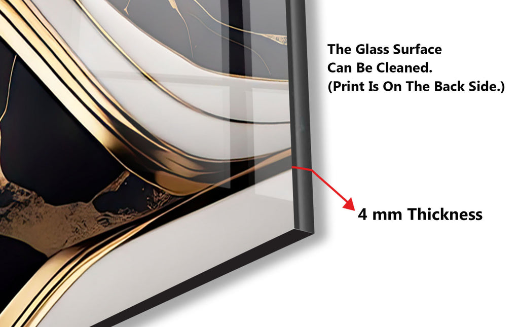 Black & Gold Marble Flow - Glass Kitchen Backsplash-BacksplashArtworks