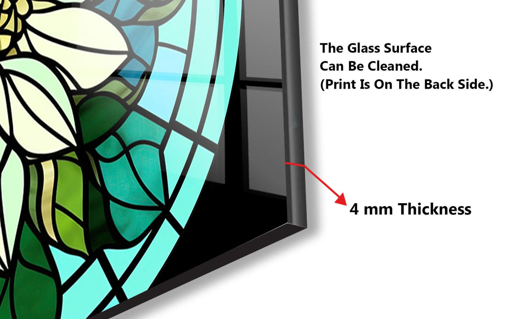 Emerald Bloom Stained - Glass Kitchen Backsplash-BacksplashArtworks