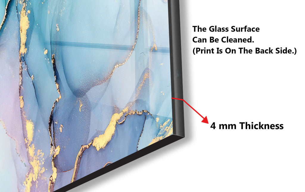Soft Blue & Pink Marble - Glass Bathroom Backsplash-BacksplashArtworks
