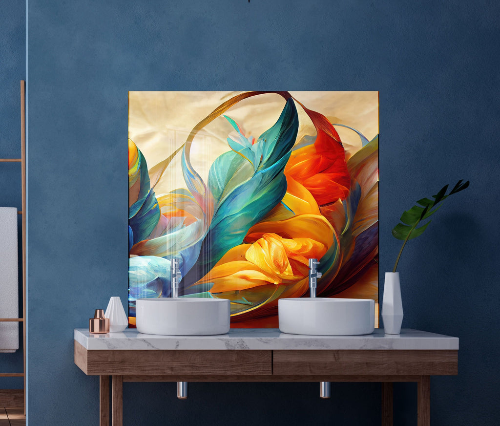 Abstract Tempered Glass Backsplash-BacksplashArtworks