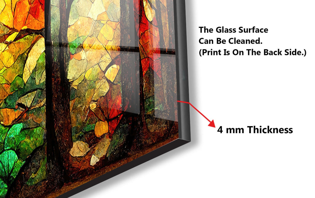 Stained Tree Tempered Glass Backsplash-BacksplashArtworks