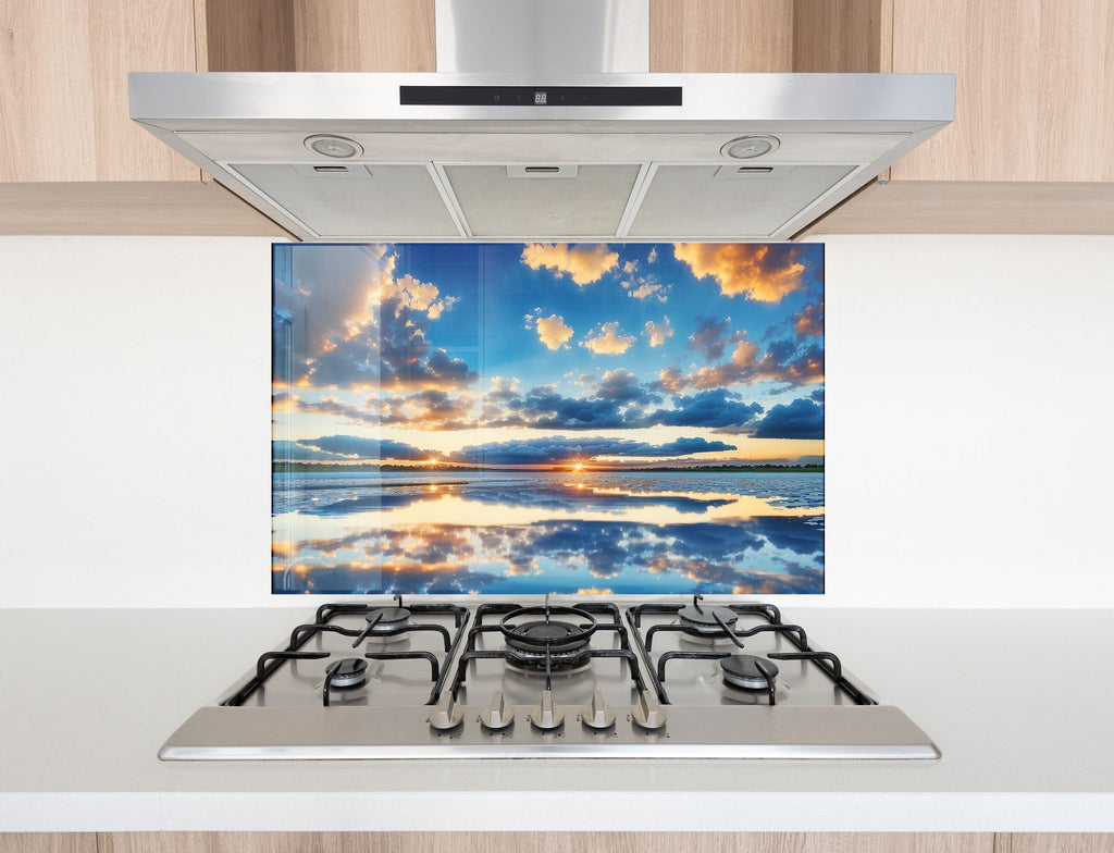 Sunset Reflection Wall Art - Tempered Glass Kitchen Backsplash-BacksplashArtworks