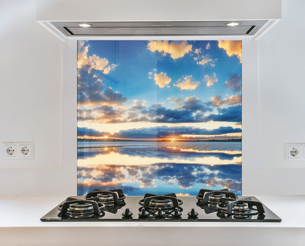 Sunset Reflection Wall Art - Tempered Glass Kitchen Backsplash-BacksplashArtworks