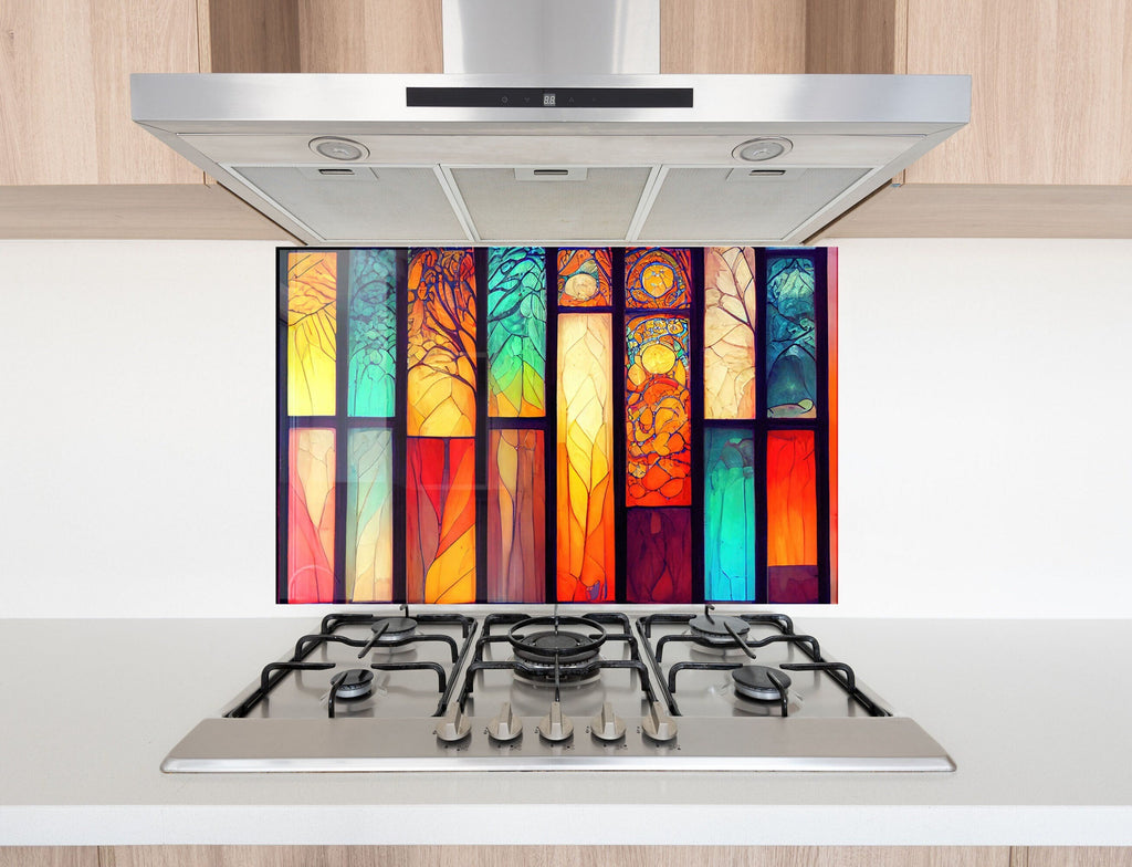 Stained Glass Window - Glass Kitchen Backsplash-BacksplashArtworks