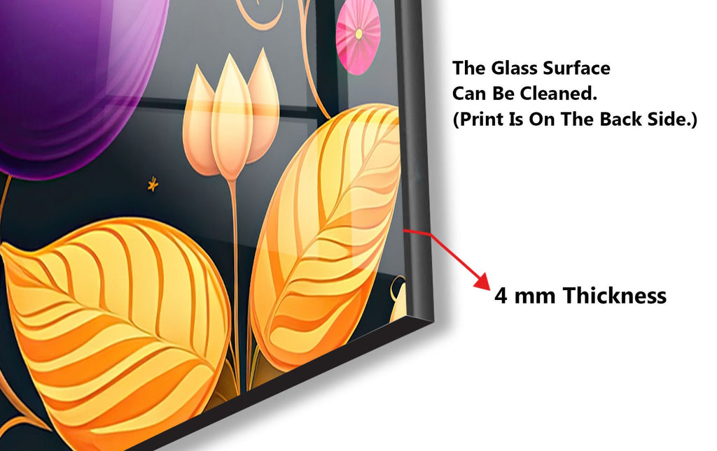 Vibrant Botanical Fiesta - Glass Kitchen Backsplash-BacksplashArtworks