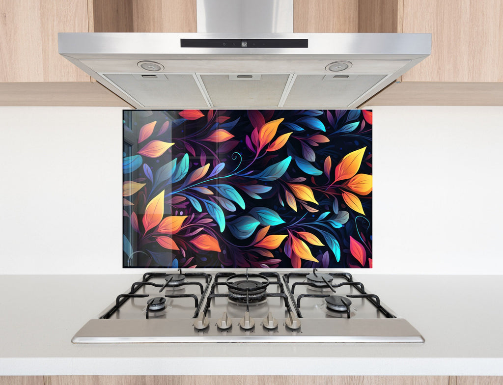 Leaves Tempered Glass Backsplash-BacksplashArtworks