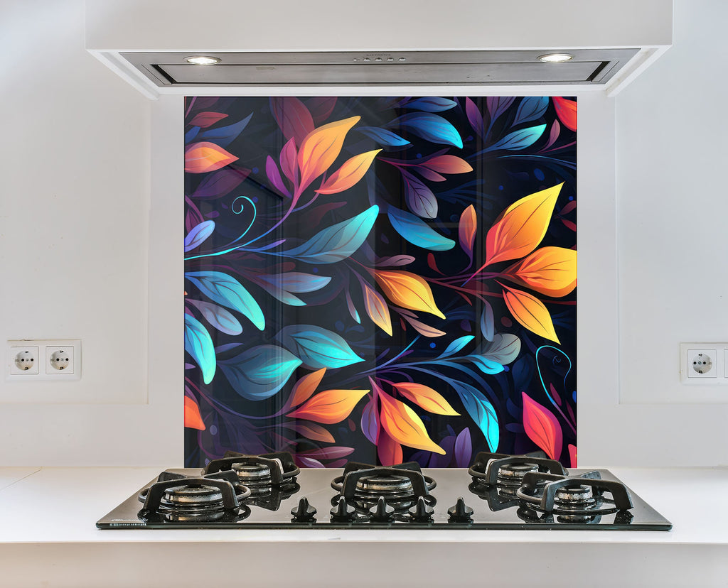 Leaves Tempered Glass Backsplash-BacksplashArtworks