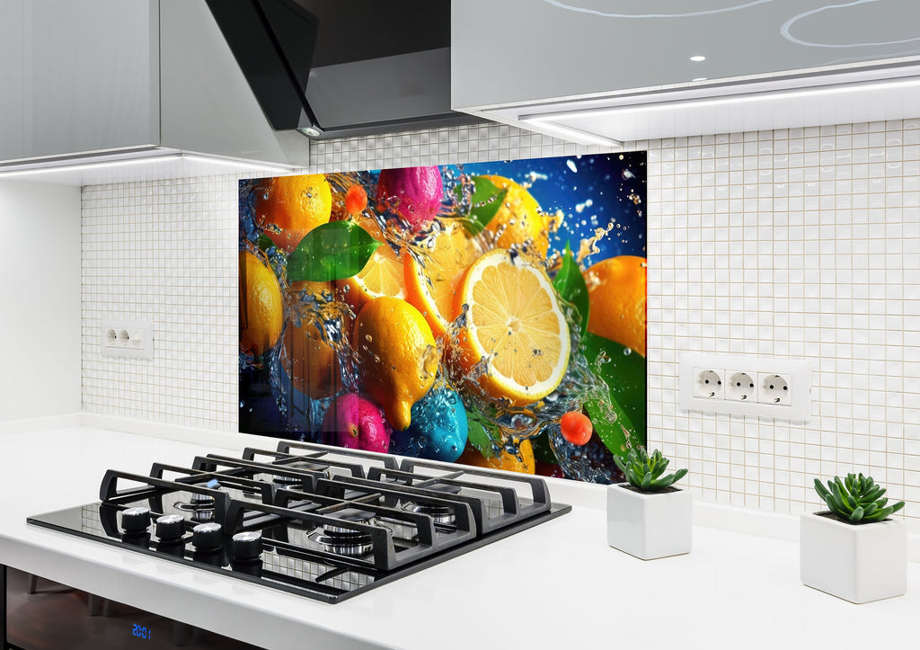 Zesty Citrus Splash Glass Kitchen Backsplash – Fresh Lemon & Fruit Design-BacksplashArtworks