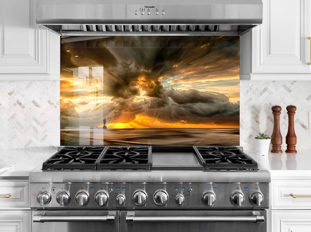 Dramatic Stormy Sunset – Glass Kitchen Backsplash-BacksplashArtworks