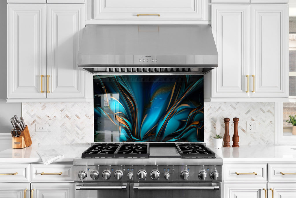 Abstract Tempered Glass Backsplash-BacksplashArtworks