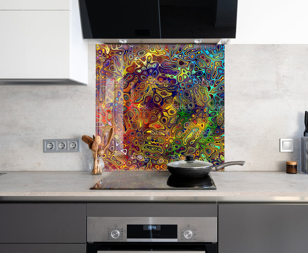 Abstract Tempered Glass Backsplash-BacksplashArtworks
