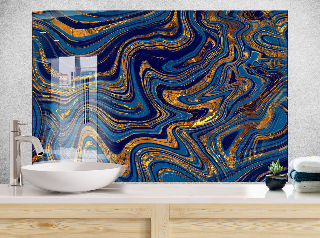 Abstract Tempered Glass Backsplash-BacksplashArtworks