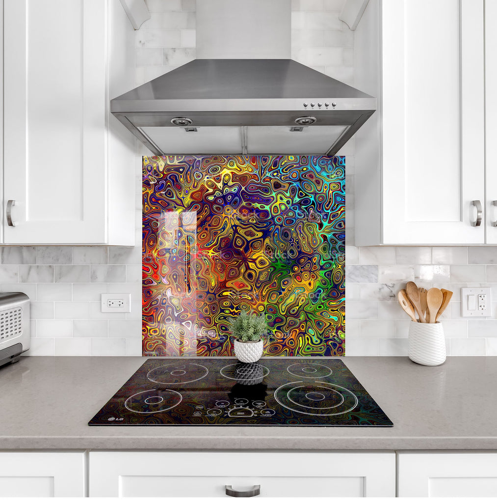 Abstract Tempered Glass Backsplash-BacksplashArtworks
