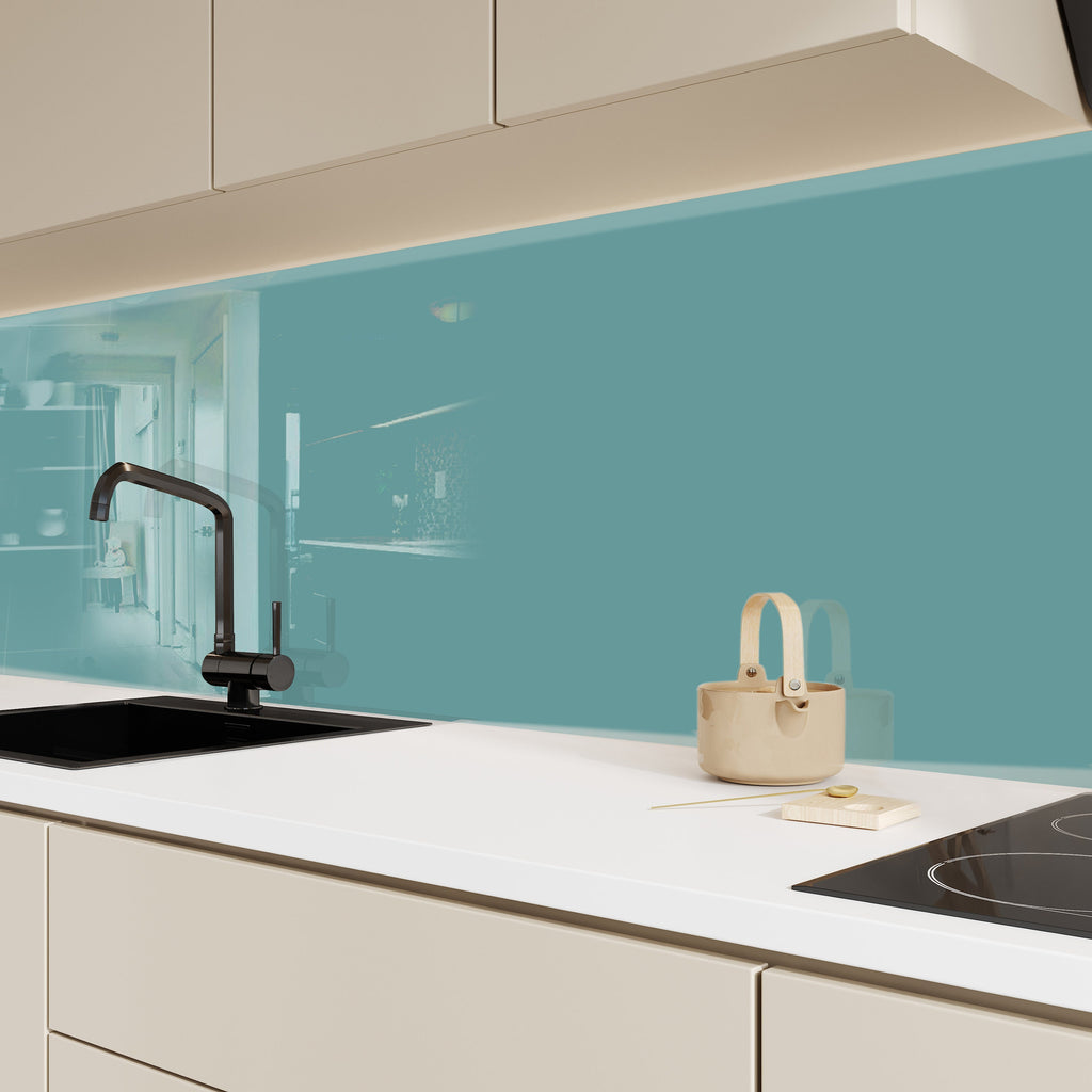 Ocean Green - Tempered Glass Kitchen Backsplash-BacksplashArtworks