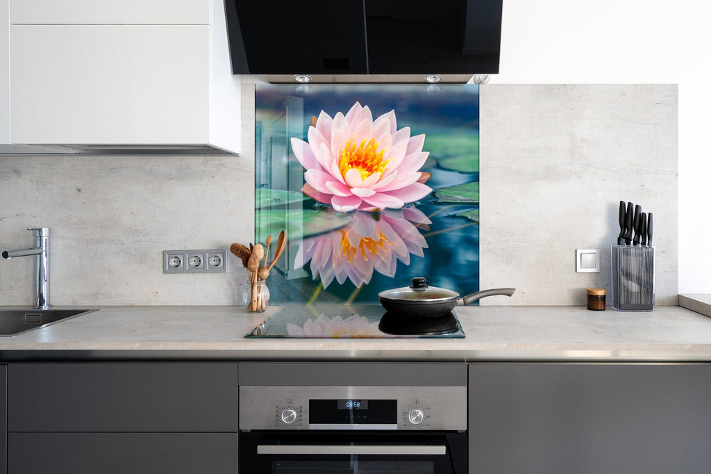Pink Rose Tempered Glass Backsplash-BacksplashArtworks
