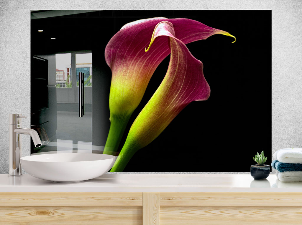 Botanical Floral Tempered Glass Backsplash-BacksplashArtworks