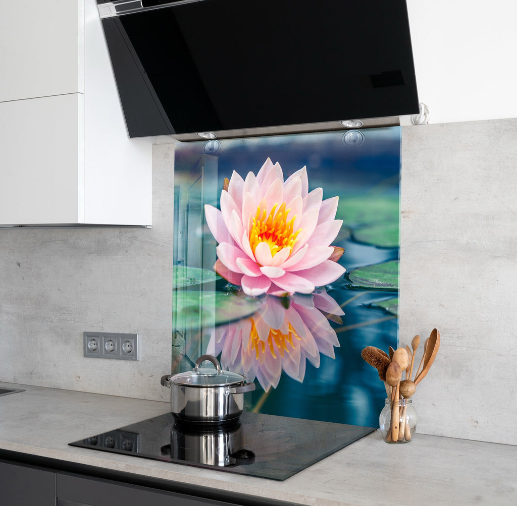 Pink Rose Tempered Glass Backsplash-BacksplashArtworks