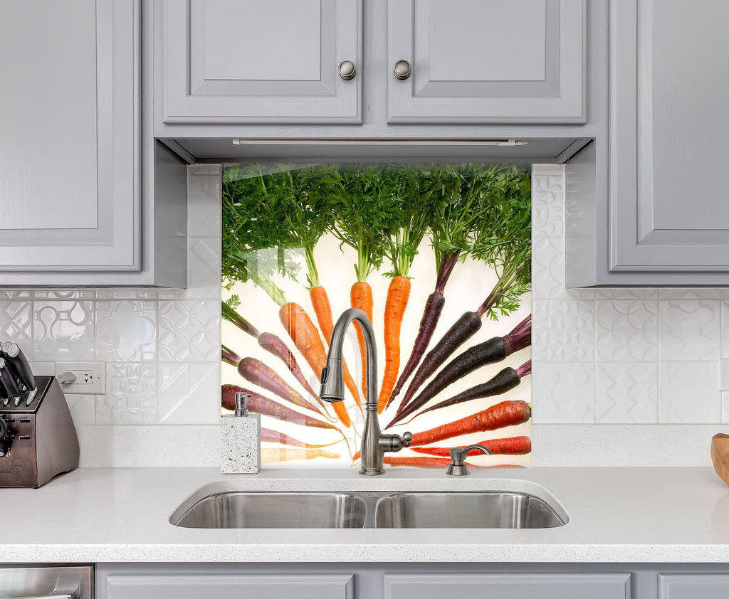 Colorful Carrot Medley Glass Kitchen Backsplash – Vibrant Vegetable Design-BacksplashArtworks