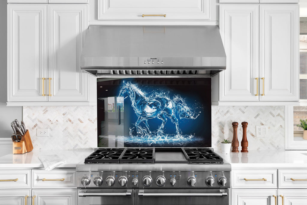 Water Horse – Glass Kitchen Backsplash-BacksplashArtworks