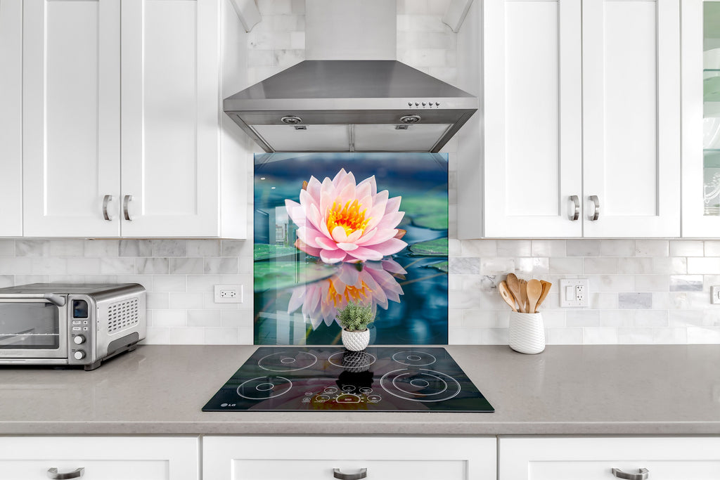 Pink Rose Tempered Glass Backsplash-BacksplashArtworks