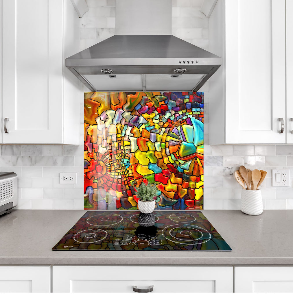 Rainbow Vibrant Stained - Glass Kitchen Backsplash-BacksplashArtworks