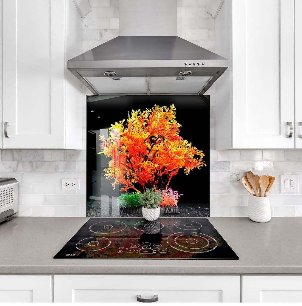 Botanical Floral Tempered Glass Backsplash-BacksplashArtworks