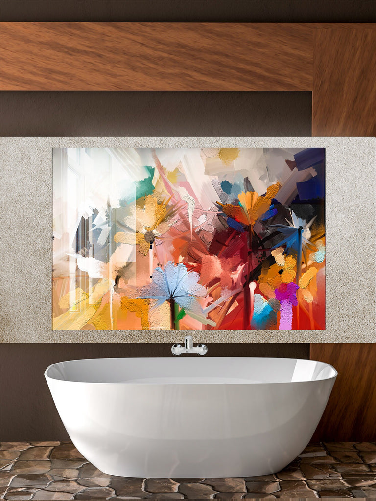 Botanical Floral Tempered Glass Backsplash-BacksplashArtworks
