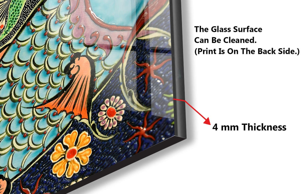 Mosaic Glass Kitchen Backsplash with Colorful Fish Design - Artistic and Vibrant-BacksplashArtworks