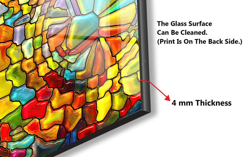 Rainbow Vibrant Stained - Glass Kitchen Backsplash-BacksplashArtworks