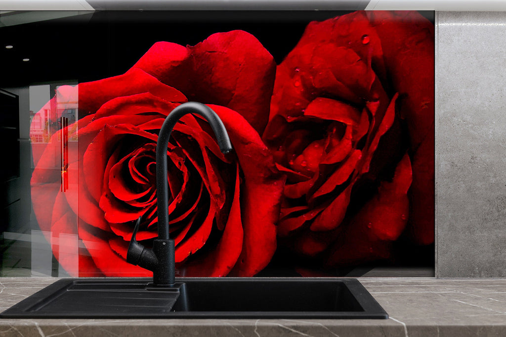 Botanical Floral Tempered Glass Backsplash-BacksplashArtworks