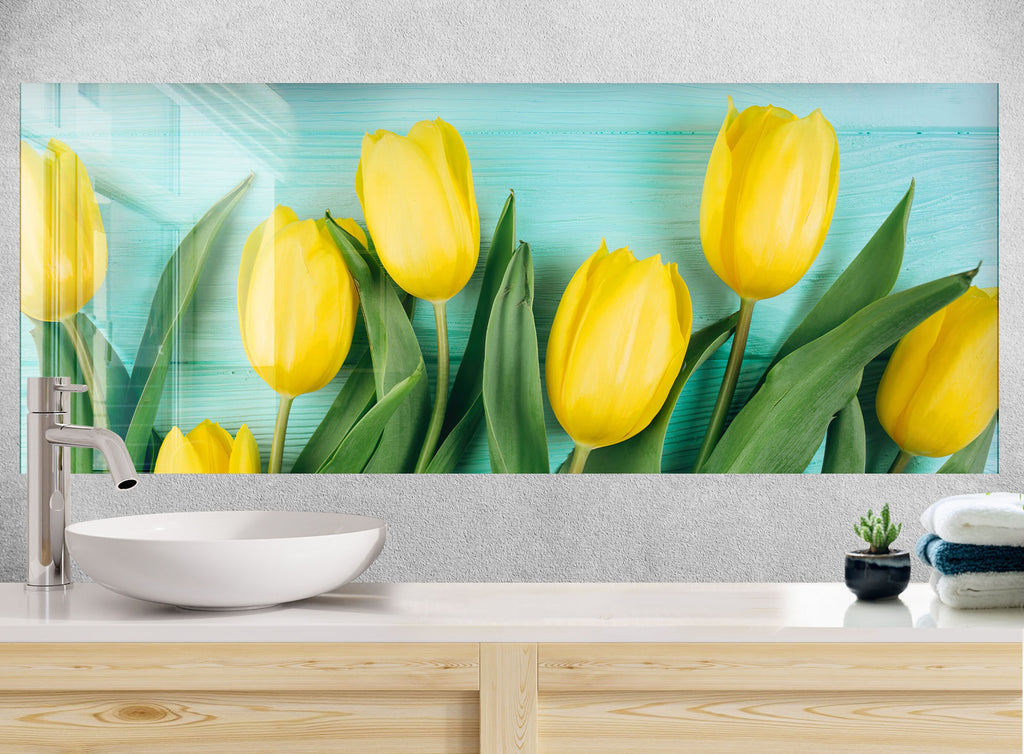 Botanical Floral Tempered Glass Backsplash-BacksplashArtworks
