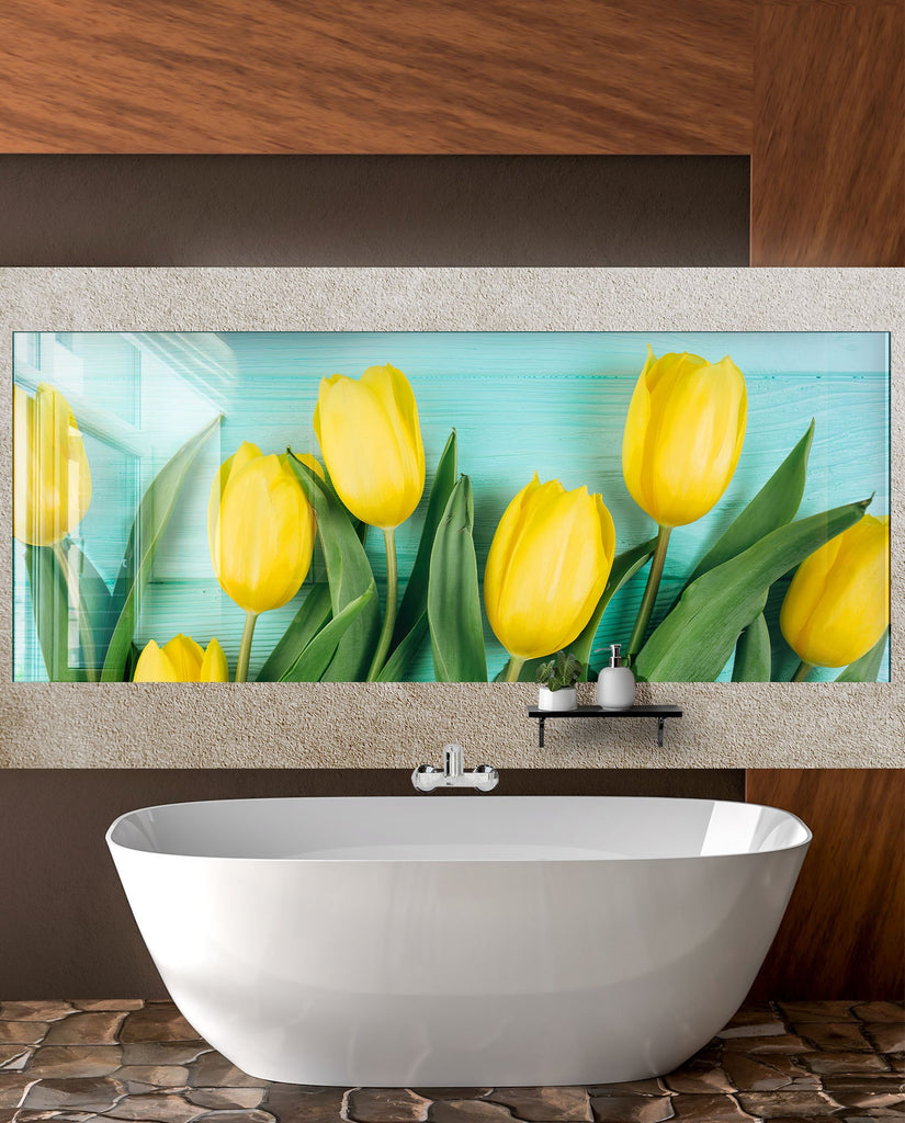 Botanical Floral Tempered Glass Backsplash-BacksplashArtworks