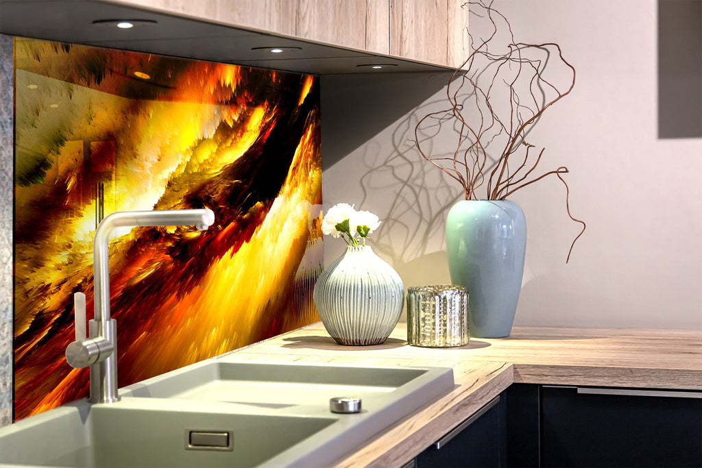 Abstract Tempered Glass Backsplash-BacksplashArtworks
