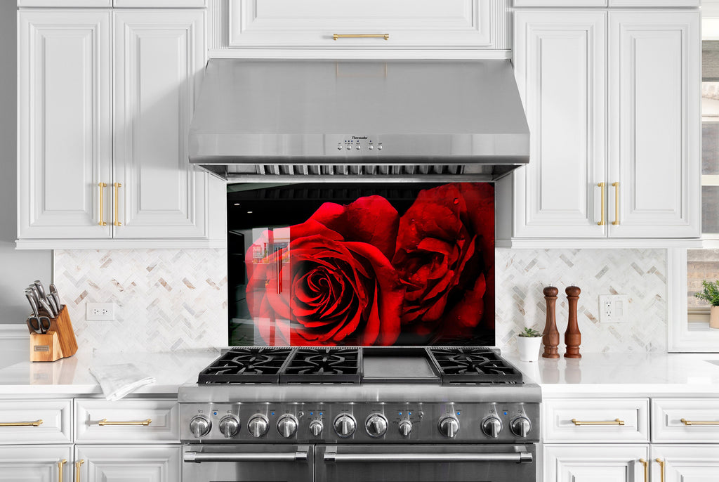 Botanical Floral Tempered Glass Backsplash-BacksplashArtworks