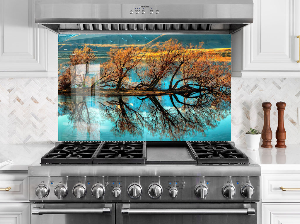 Reflections of Nature - Glass Kitchen Backsplash-BacksplashArtworks