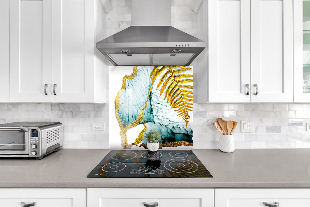 Leaves Tempered Glass Backsplash-BacksplashArtworks