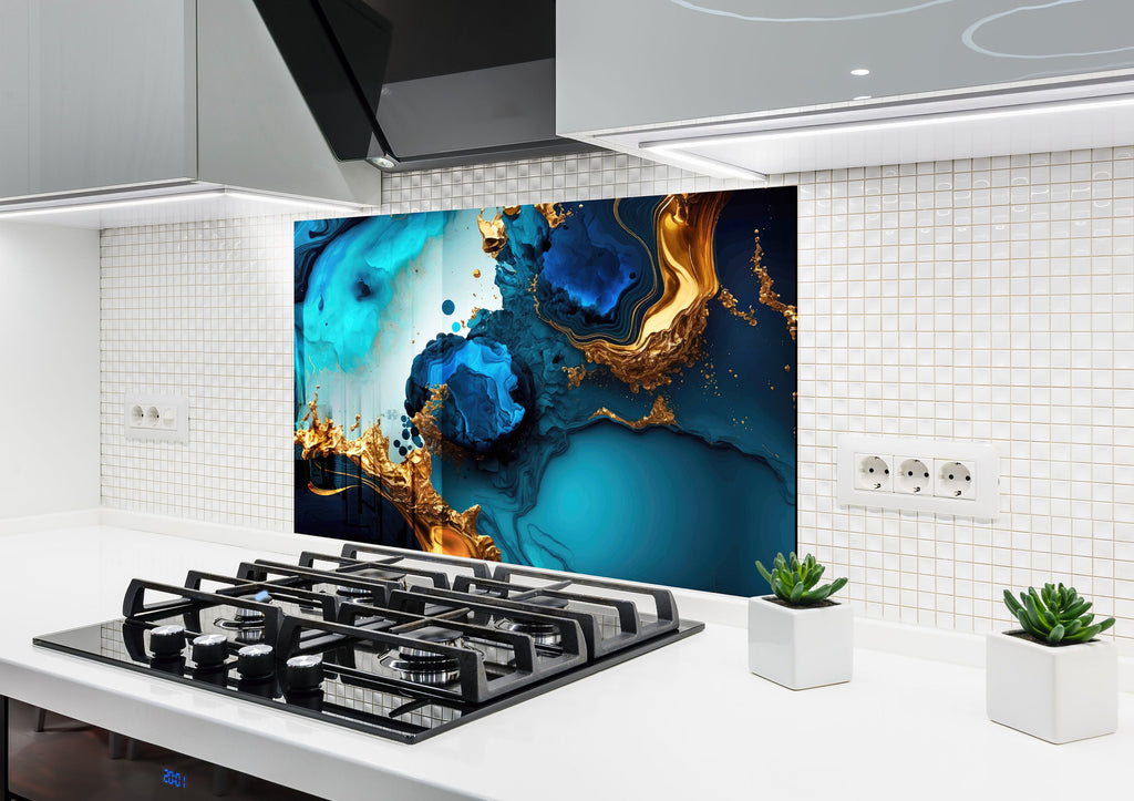 Abstract Tempered Glass Backsplash-BacksplashArtworks