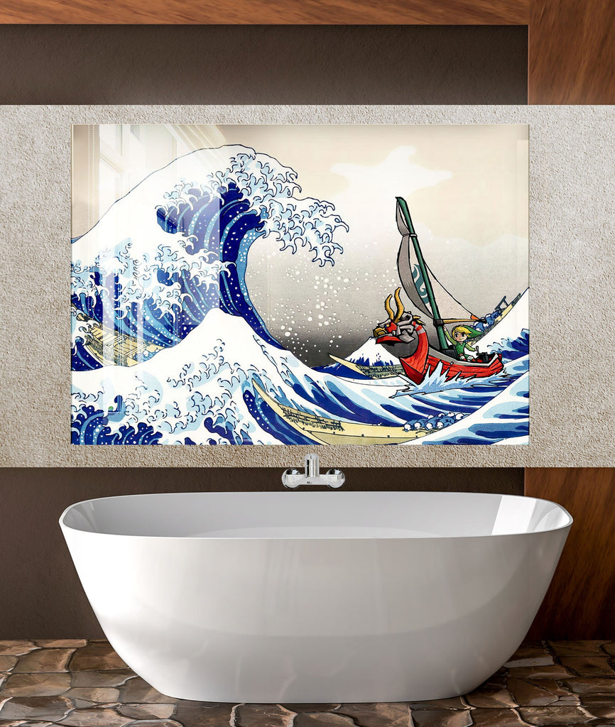 Great Wave Adventure - Glass Kitchen Backsplash-BacksplashArtworks
