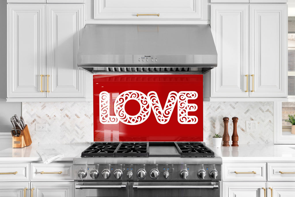 Love - Glass Kitchen Backsplash-BacksplashArtworks