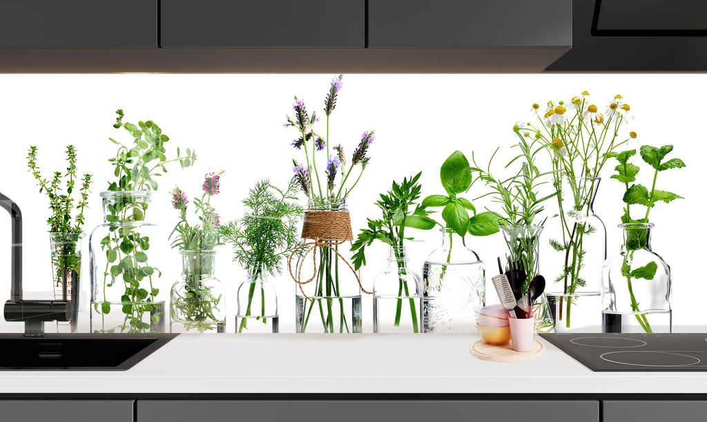 Botanical Floral Tempered Glass Backsplash-BacksplashArtworks