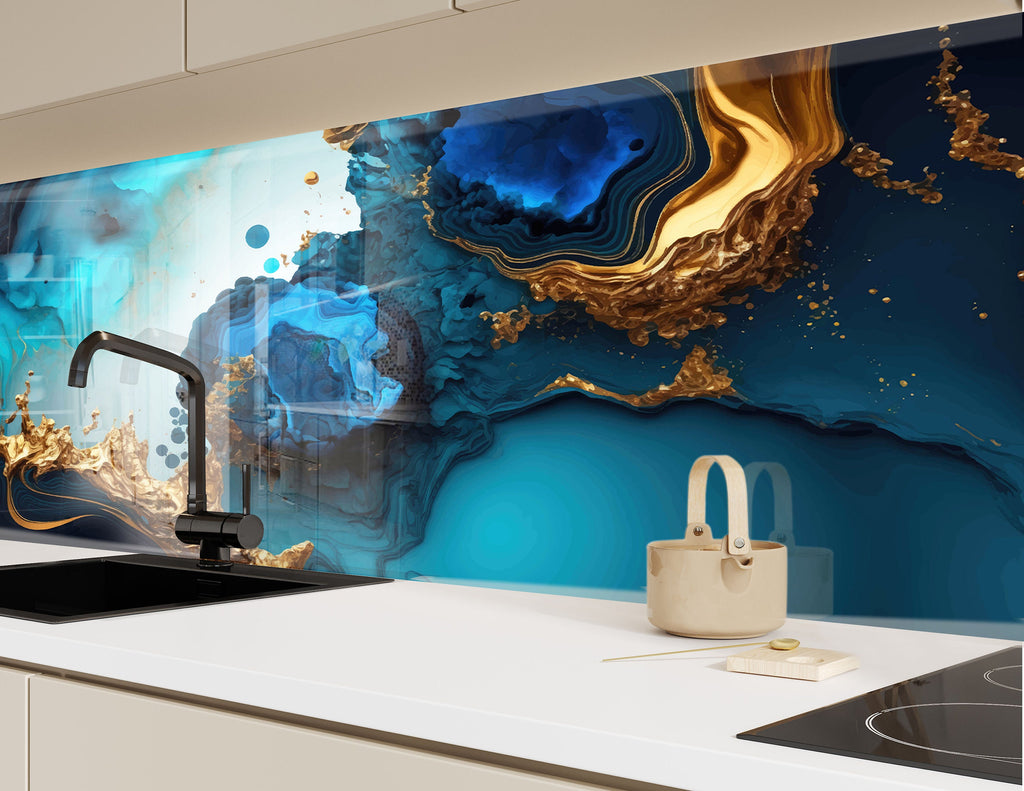 Abstract Tempered Glass Backsplash-BacksplashArtworks