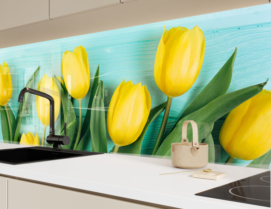 Botanical Floral Tempered Glass Backsplash-BacksplashArtworks