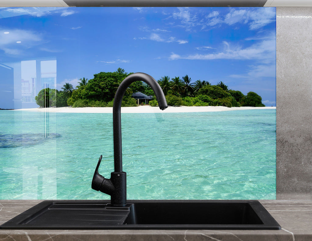 Tropical Island Paradise Wall Art – Kitchen Glass Backsplash-BacksplashArtworks