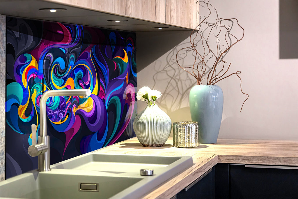 Abstract Tempered Glass Backsplash-BacksplashArtworks