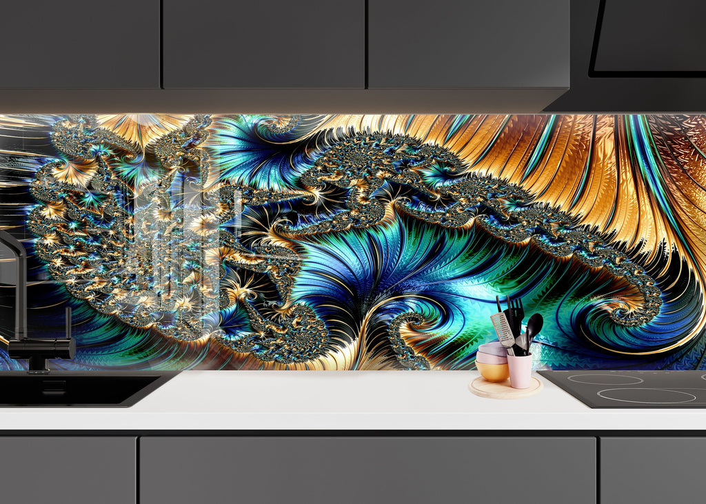Abstract Tempered Glass Backsplash-BacksplashArtworks