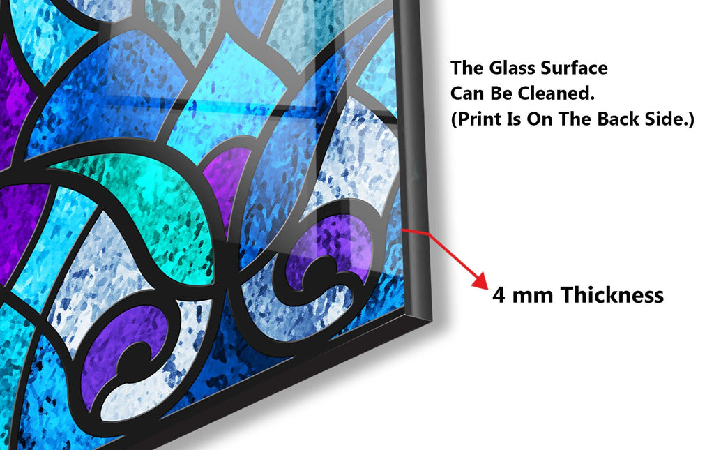 Royal Blue Stained - Glass Kitchen Backsplash-BacksplashArtworks