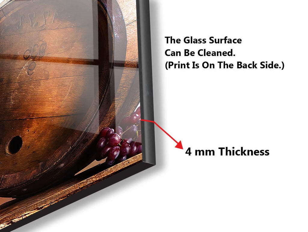 Rustic Wine Barrel Glass Backsplash – Vineyard Red Wine & Grapes-BacksplashArtworks