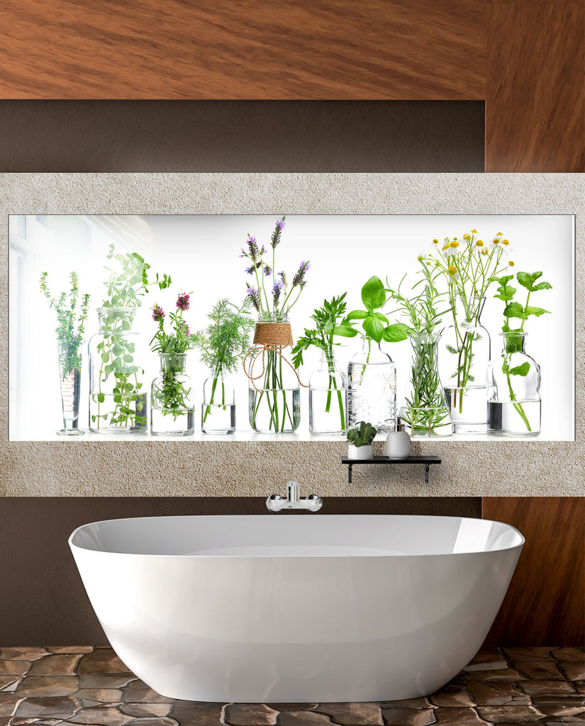 Botanical Floral Tempered Glass Backsplash-BacksplashArtworks