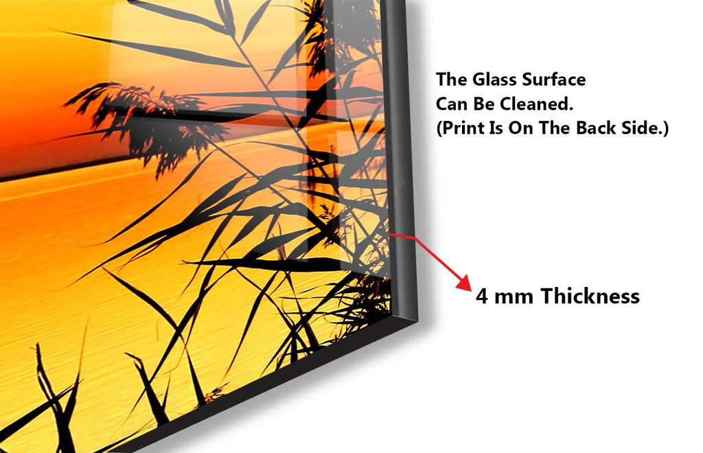 Golden Sunset Serenity – Glass Kitchen Backsplash-BacksplashArtworks