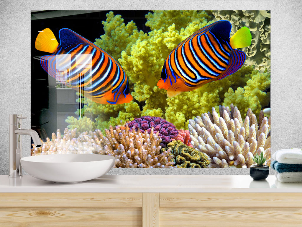 Vibrant Ocean Life Glass Kitchen Backsplash – Tropical Fish & Coral Design-BacksplashArtworks